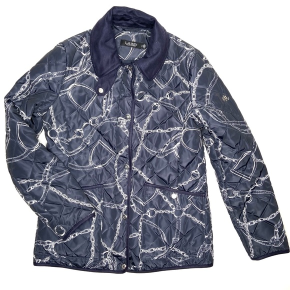 LAUREN RALPH LAUREN Navy Belting Print Quilted Jacket - Picture 16 of 16
